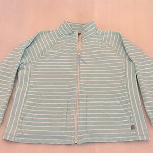 T by Talbots Aqua Striped Jacket